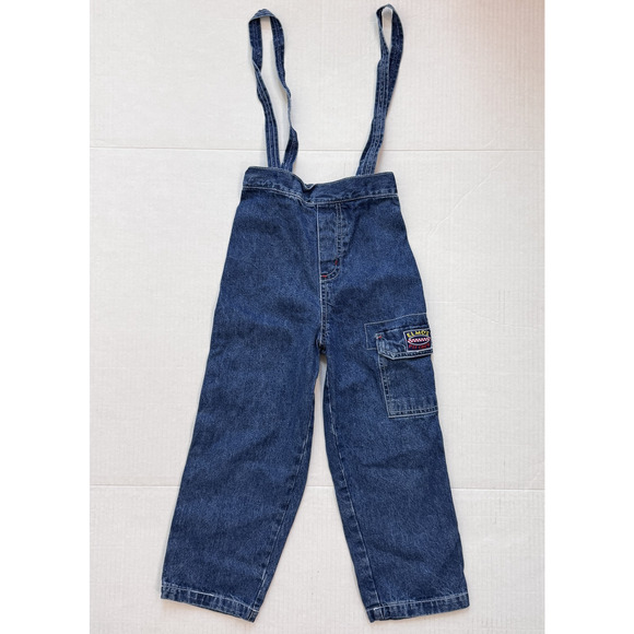 Sesame Street Other - Sesame Street Overalls Boys 4T Blue Denim Elmo Pit Crew Carpenter Pants Jeans